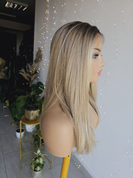 Peruka mix blond brąz odrostem Jakość premium lacefront Diana
