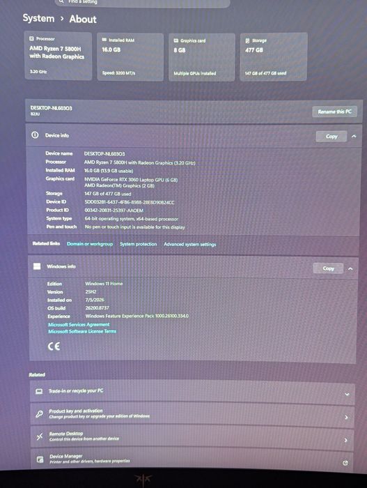 Lenovo legion 5 Ryzen 7