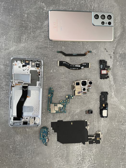 Запчастини Samsung С21 Ультра 5G SM-G998B Європейська модель Оригінал з розборки Galaxy S21 Ultra на Exynos Корпус, камери, плати, шлейфи, динаміки
