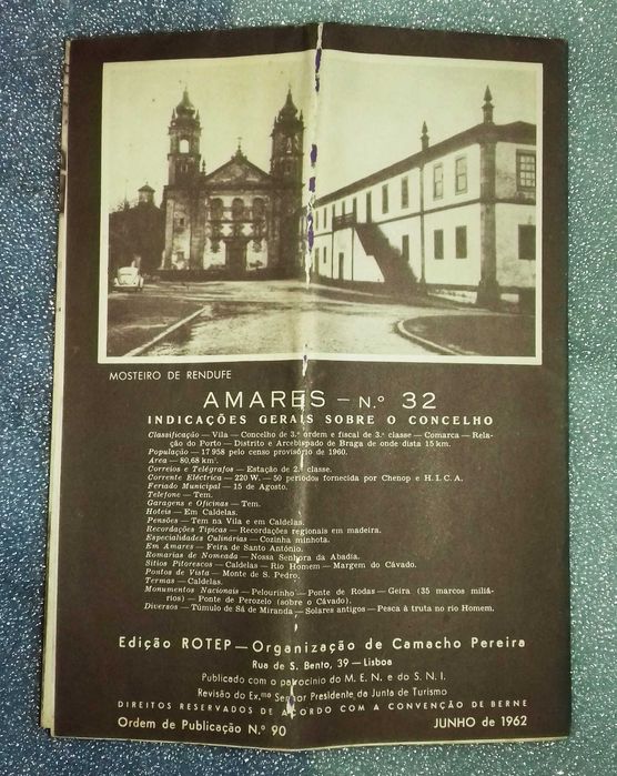 Roteiro turístico Amares Caldelas 1962