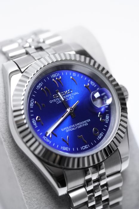 Zegarek Custom Mod Datejust Arabic Blue Jubilee Seiko Mod