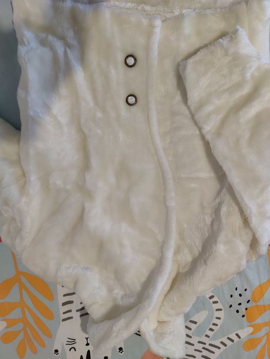 Casaco feminino vintage pêlo branco