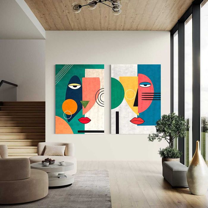 Dwie grafiki DYPTYK drukowane na plotnie 50x70cm