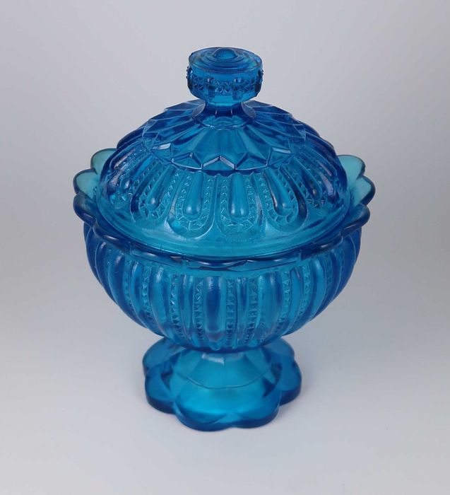 Compoteira em vidro azul Séc. XIX/XX