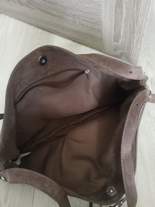 Torba z imitacji zamszu, brązowa torebka nowa
