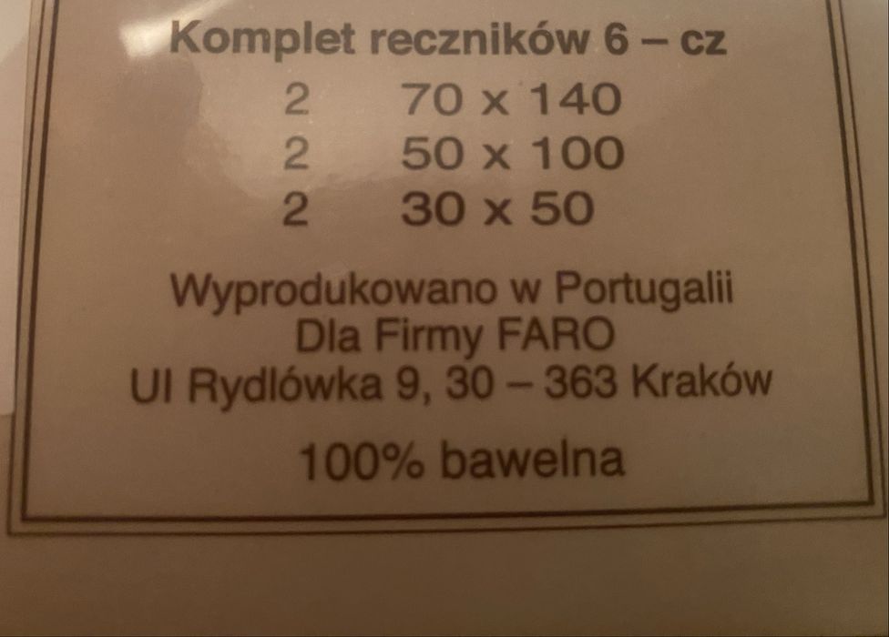 Ręcznik komplet ręczników arti 6 szt frotte haft kremowe