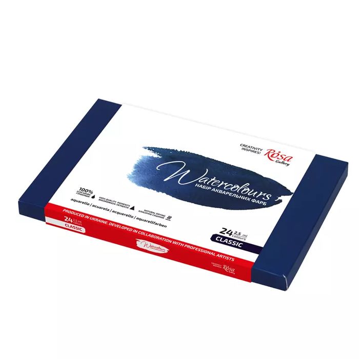 Farby akwarelowe w kostkach classic 24 kolory. Rosa