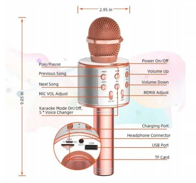 Bezprzewodowy mikrofon karaoke bluetooth