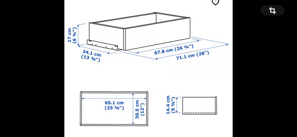 Szuflada pax ikea biala 75x35