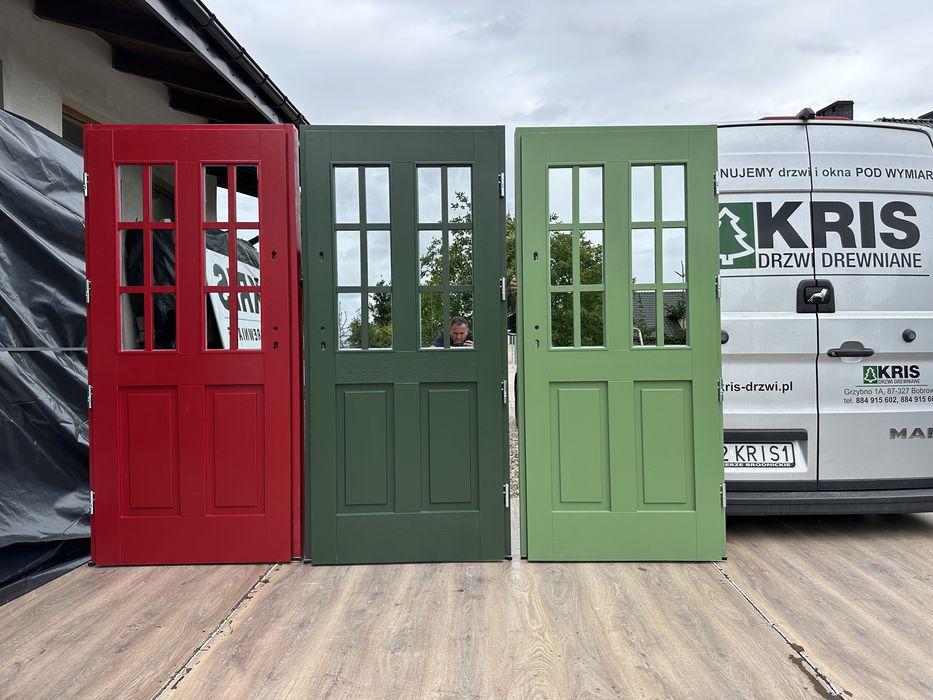 Drzwi zewnętrzne drewniane  zielone czerwone czarne białe Cała Polska