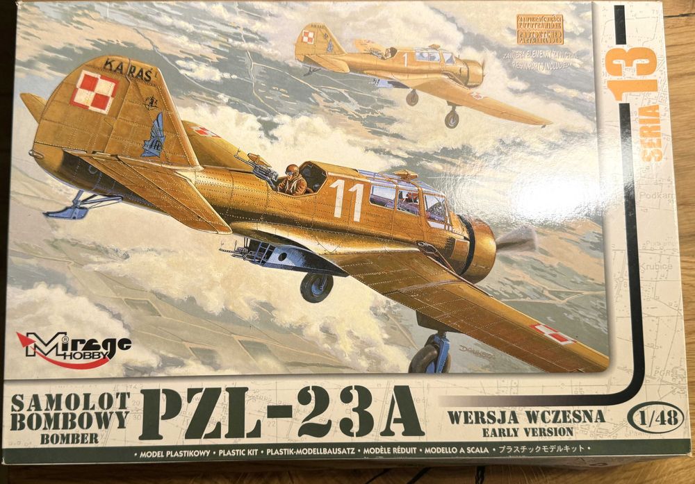 skala 1/48 Mirage Hobby PZL-23A +  YAHU kokpit, PART+maski MONTEX