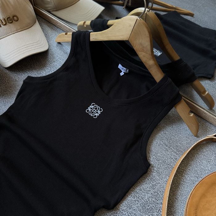 Жіноча чорна преміум майка топ в рубчик Loewe оригінал розмір M/L