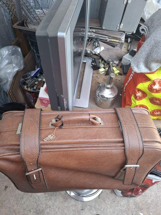 Mala couro viagem vintage