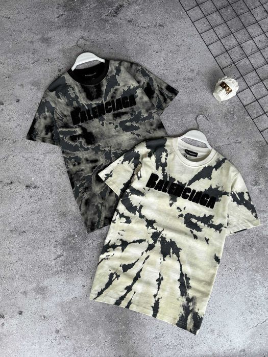 Футболка Balenciaga tie-dye premium з qr-code та бірками i57/7771