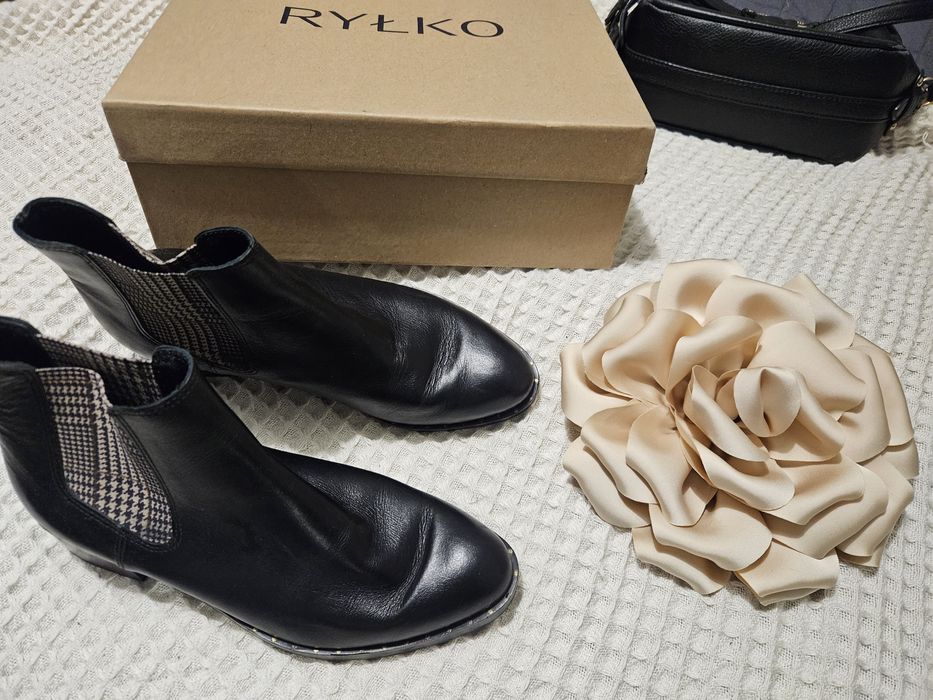 Buty botki Ryłko 37 skóra naturalna czarne