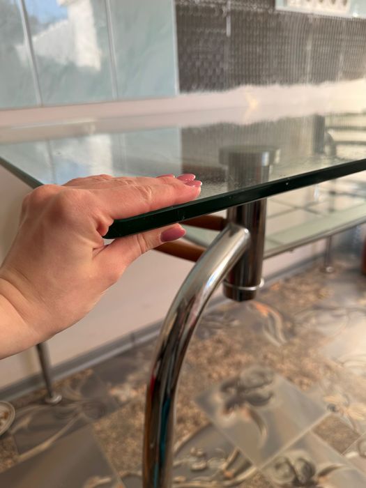 Скляний кухонний стіл (2 полиці) 135×80, tempered glass