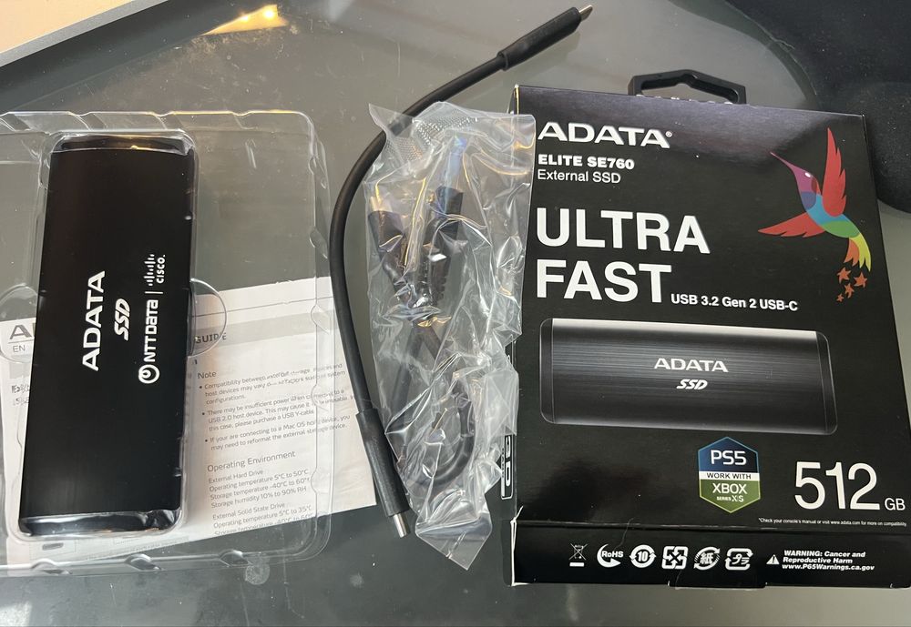 ADATA dysk zewnętrzny SSD SE760 512GB USB 3.2 Gen2 USB-C PS5 XBOX XS