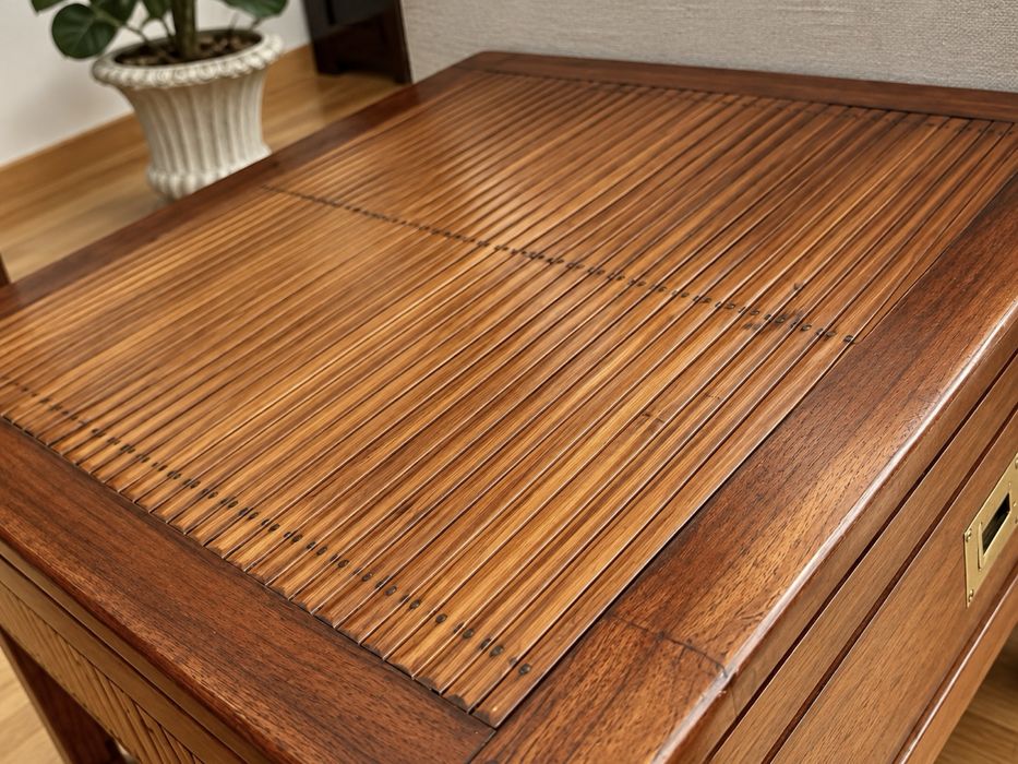mesa centro apoio movel aparador sala teca bambu oriental rustica