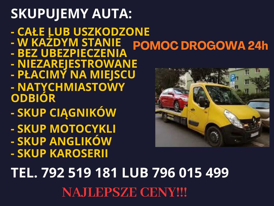 SKUP AUT oraz Kasacja Pojazdów! NAJLEPSZE CENY! Częstochowa i okolice