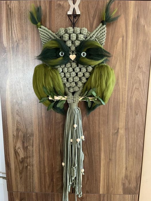 Sowa HandMade na obręczy 25cm