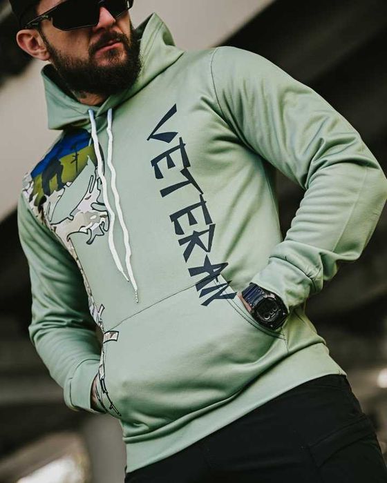 Мілітарі худі VETERAN на флісі  тактичне чоловіче худі Без передоплати