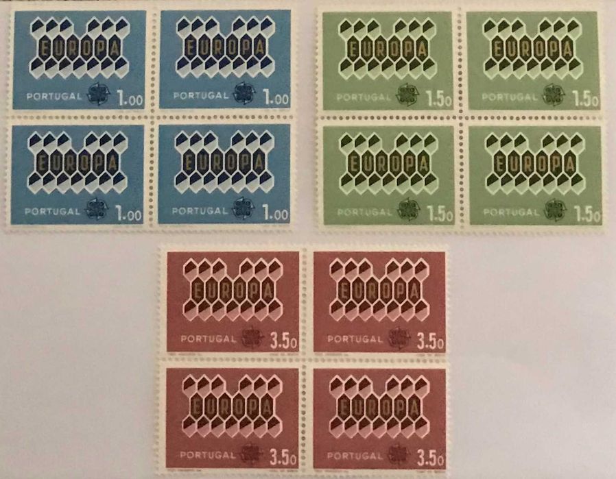 Série completa de 3 quadras de selos novos - Europa CEPT - 1962