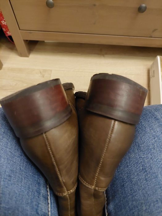 Gino Rossi kozaki brązowe oliwkowe khaki buty zimowe na jesień