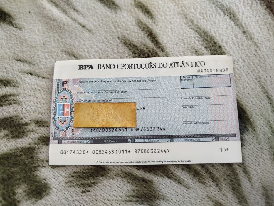 Livro de cheques do BPA
