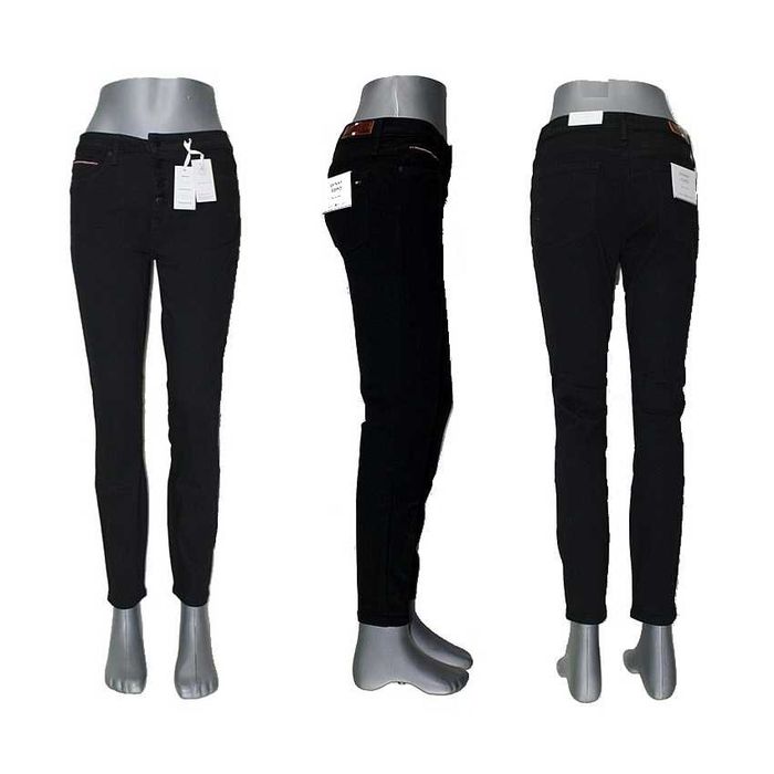 Damskie jeansy Tommy Hilfiger Como -Skinny czarne rurki nowe - W27/L30