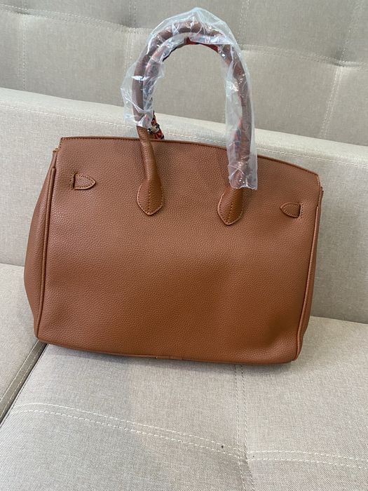 Сумка в стилі hermes birkin 35 см руда
