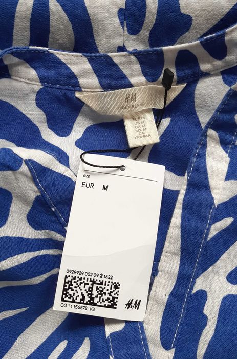 Платье в принт кораллы с длинными рукавами из смесевого льна лён h&m