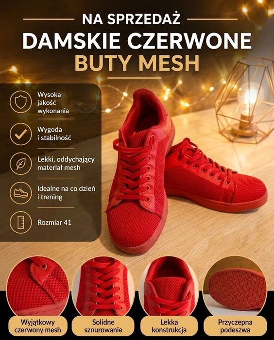 buty adidasy sneakersy czerwone 41 praca dzień spotkania