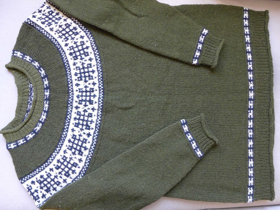 ISLANDZKI SWETER wełniany M 38 ręczna robótka handmade WZÓR LOPAPEYSA