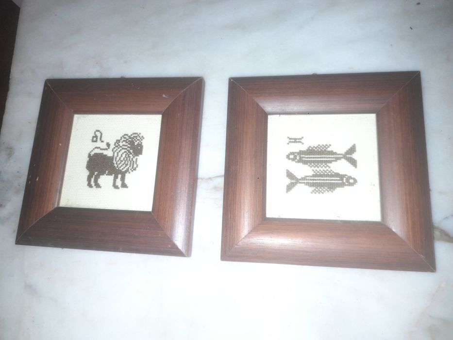 Conjunto de 2 Quadros Pequenos Ponto de Cruz