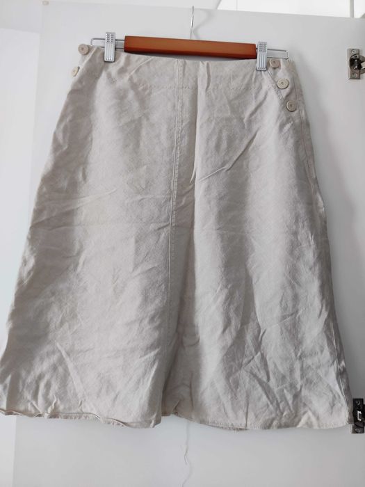 Marks&Spencer M 38 spódnica lniana z podszewką beżowa
