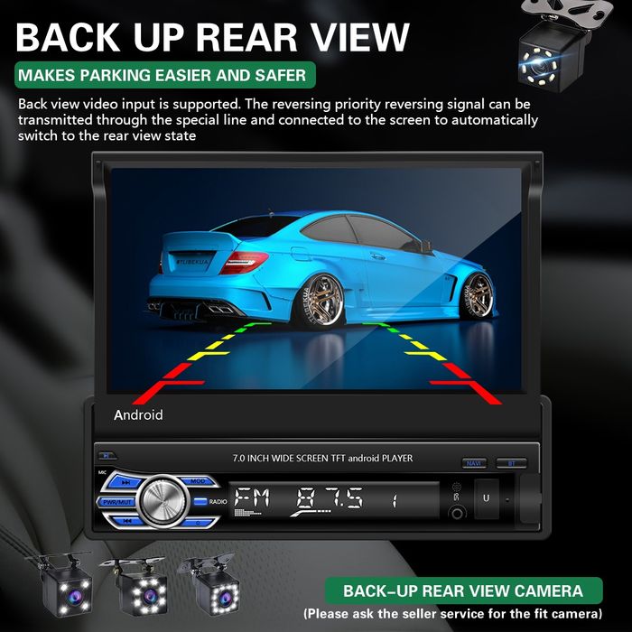 Rádio 1din 7" retrátil com GPS WiFi Mirrorlink android NOVO