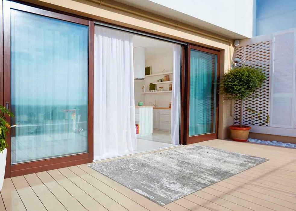 Dywan miekki pluszowy nowoczesny szary biały niebieski 220/160cm