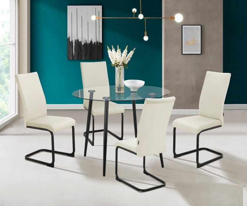 Krzesło materiał welur kremowe