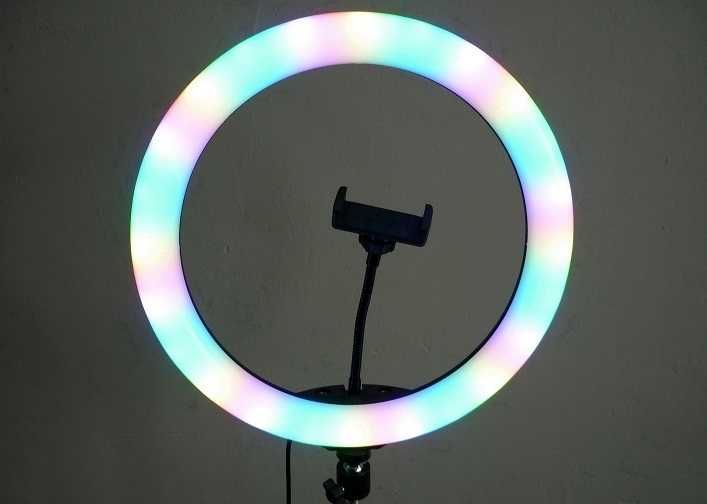 Лампа кільцева ргб 26 см. На штативе 2 м, Для фото и відео, блога.