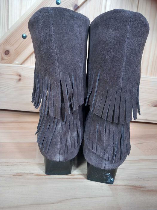 Buty botki frędzle kowbojki stradivarius 39