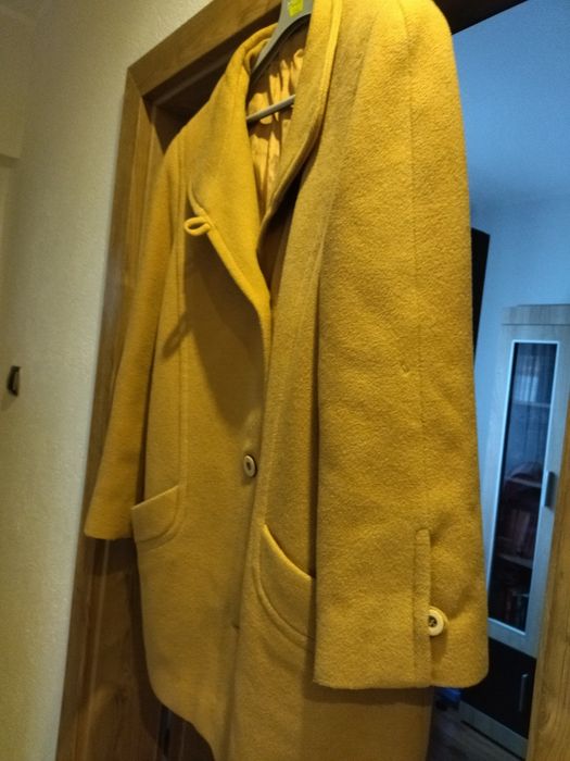 Płaszczyk kaszmir z wełna oversize karmelowy beżowy.  XXL unikat
