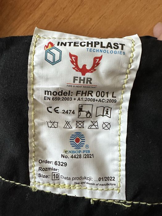 Перчатки пожарного FHR 001 кожаные, модель L (длинные), размер 10 (L)