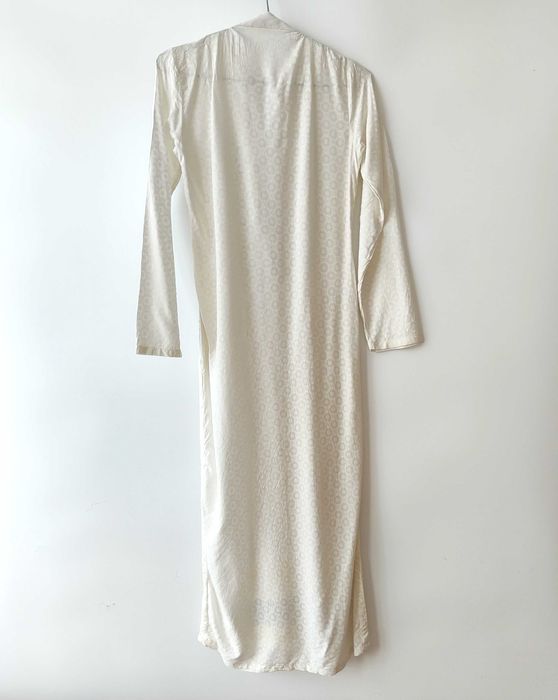 Długa tunika indyjska S 36 biała bawełna boho hippie etno kameez haft