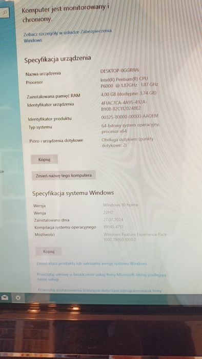 Komputer HP TouchSmart 600, Dotykowa matryca Windows 10 Home