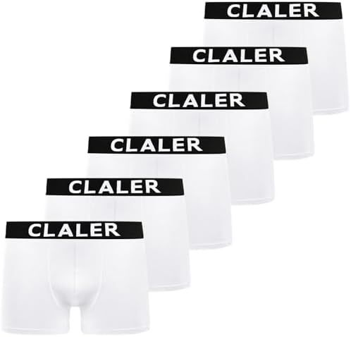 Claler Bokserki męskie, 6 sztuk bawełniane w stylu retro białe XXL