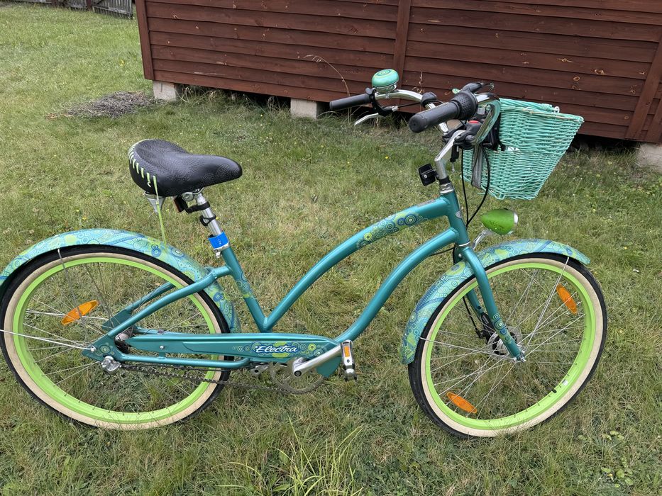 Electra rower miejski zielony koszyk dzwonek dynamo
