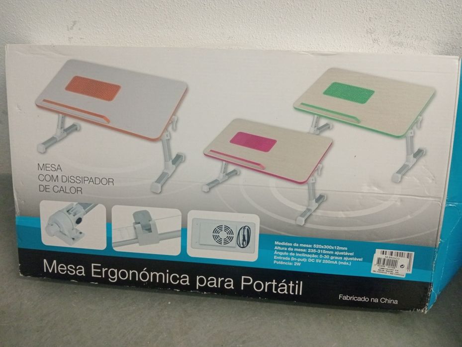 Mesa ergonómica para portátil com arrefecimento