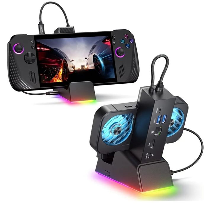 Estação de acoplamento JSAUX RGB para ROG Ally X/ROG Ally/Steam Deck/Legion Go, Dock 7 em 1 para ROG Ally com HDMI 4K 120Hz, Gigabit Ethernet