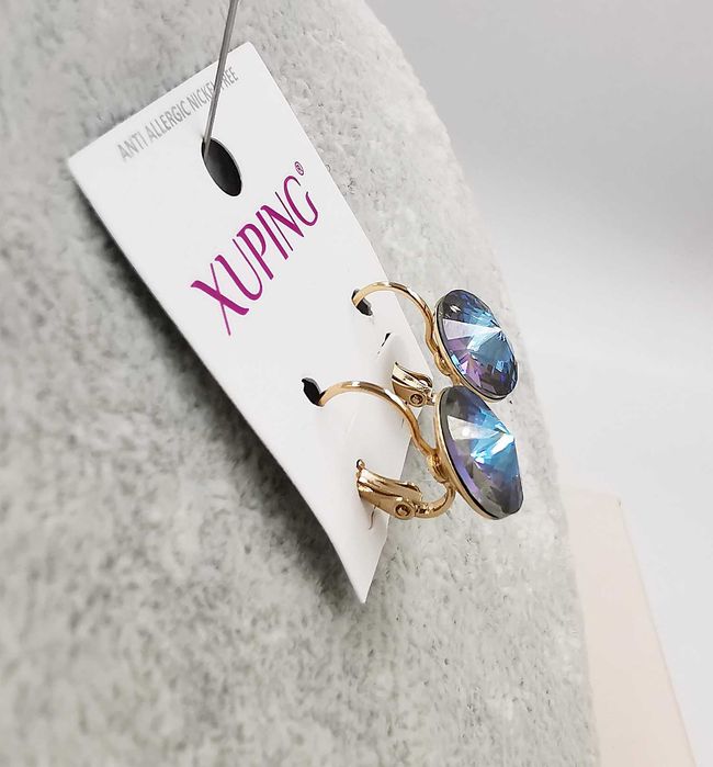 Kolczyki 18K pozłacane 16/12 MM HELIOTROPE CRYSTAL Swarovski