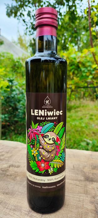 Olej Tłoczony na Zimno Lniany Super Jakość 500ml Olejarnia Kozłowiecka